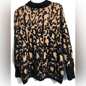 Chicos Black and Tan Patterned Sweater 2